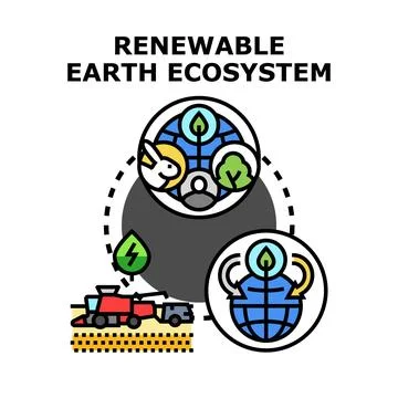 Renewable earth ecosystem concept creating sustainable future Stock Illustration