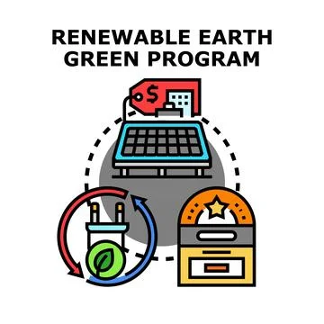 Renewable earth green program concept illustration Stock Illustration