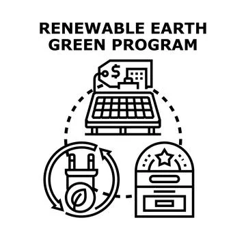 Renewable earth green program concept illustration Illustration