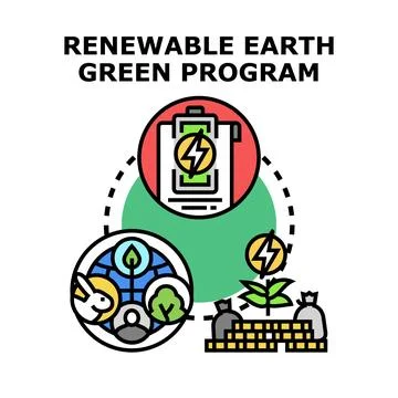 Renewable earth green program for environmental sustainability Stock Illustration