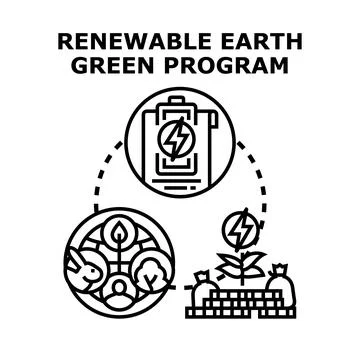 Renewable earth green program for environmental sustainability Stock Illustration
