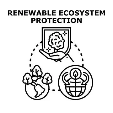 Renewable ecosystem protection ensuring global sustainability concept Illustrazione stock