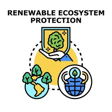 Renewable ecosystem protection ensuring global sustainability concept Stock Illustration