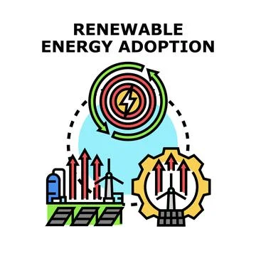 Renewable energy adoption process concept vector illustration Stock Illustration