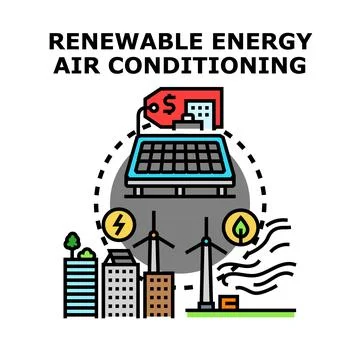 Renewable energy air conditioning system concept Ilustración de archivo