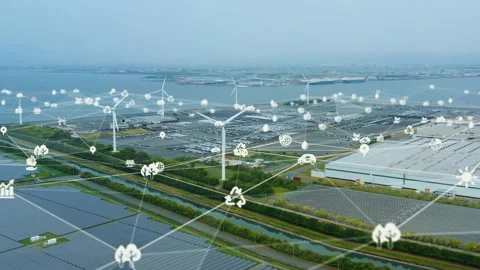 Renewable energy and environmental technology concept. Green tech. SDGs. Sustain Stock Footage 154074646