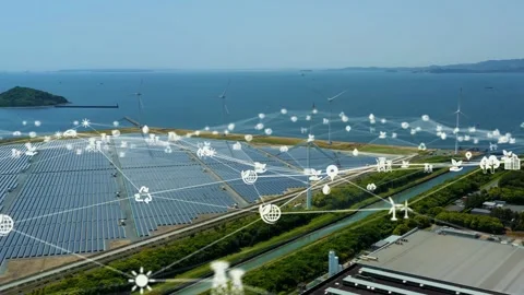 Renewable energy and environmental technology concept. Green tech. SDGs. Sustain Stock Footage 154074676