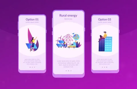 Renewable energy app interface template. Illustrazione stock