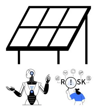 Renewable energy, artificial intelligence, risk management, automation, susta 库存插图