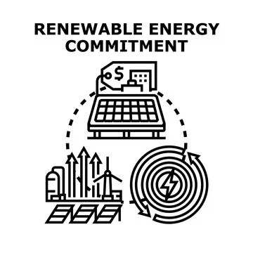 Renewable energy commitment creating sustainable future economy Stock Illustration