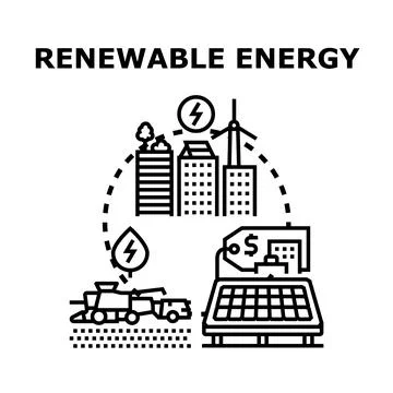 Renewable energy concept ecosystem generating clean power Stock Illustration