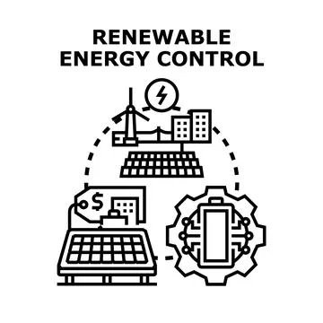 Renewable energy control and smart management system Stock Illustration