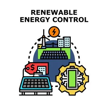 Renewable energy control and smart management system Stock Illustration