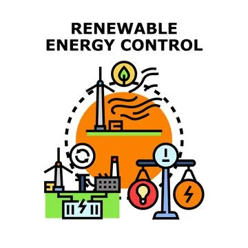 Renewable energy control system balancing production and demand Stock Illustration