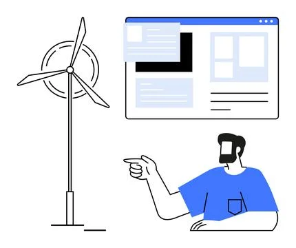 Renewable energy, digital solutions, technology integration, clean power, sus Illustrazione stock