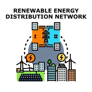 Renewable energy distribution network vector icon concept Stock Illustration