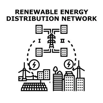 Renewable energy distribution network vector icon concept イラスト素材