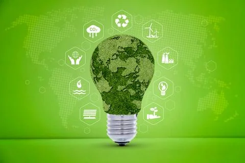 Renewable Energy. Environmental protection, renewable, sustainable energy s.. Illustrazione stock
