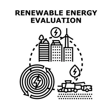 Renewable energy evaluation process for sustainable urban and rural developme Stock Illustration