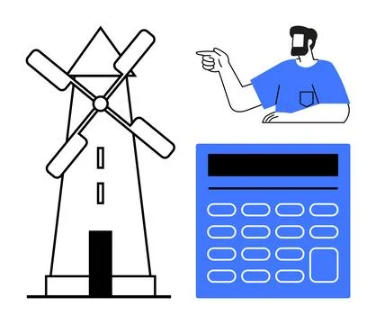 Renewable energy, finance, technology, problem-solving, sustainability, produ Stock Illustration