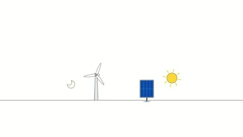 Renewable Energy Generation Cycle Between Day and Night Видео 334737224