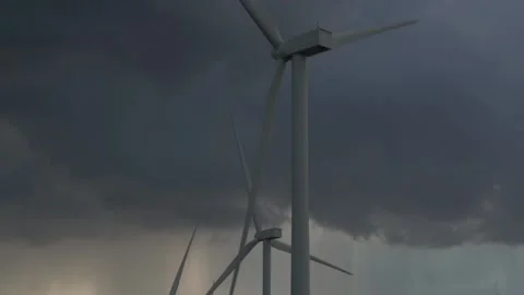 Renewable energy generator windmills with large blades Stock Footage 157331457