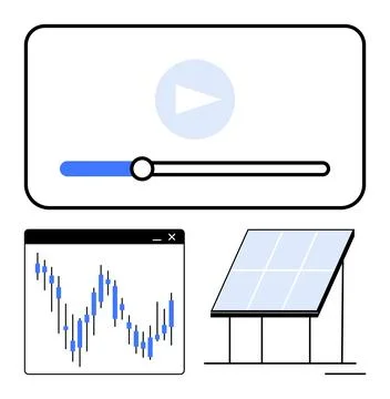 Renewable Energy Growth Represented Through Media, Stock Market Trends, and.. Stock Illustration