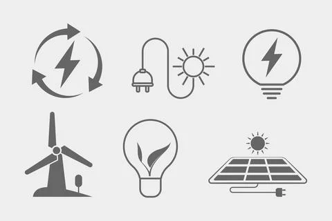 Renewable energy icon set Illustrazione stock