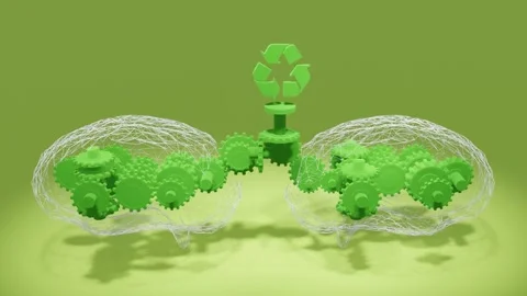 Renewable energy Ideas from thinking together. Human brains with 스톡 동영상 171771914