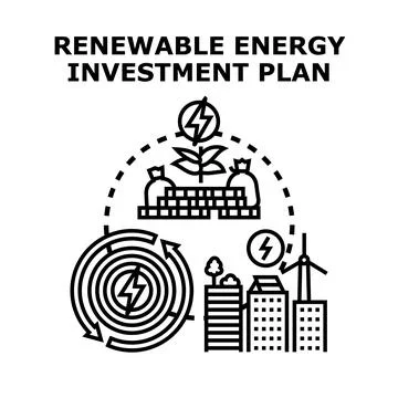 Renewable energy investment plan development concept Illustrazione stock