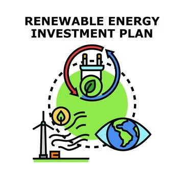 Renewable energy investment plan development creating sustainable future Stock Illustration
