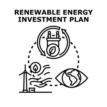 Renewable energy investment plan development creating sustainable future Stock Illustration