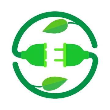 Renewable energy logo template vector icon design, Green Plug Power Consumpti Stock Illustration