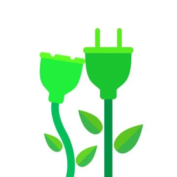 Renewable energy logo template vector icon design, Green Plug Power Consumption Stock Illustration