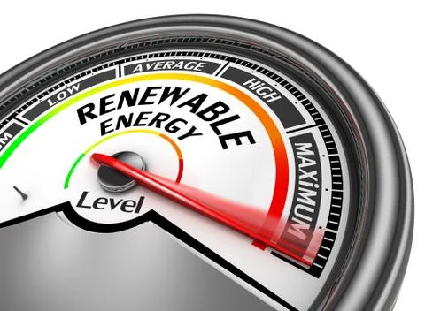 Renewable energy to maximum level modern conceptual meter Stock Illustration