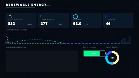 Renewable Energy Network Dashboard Stock Footage 340438840