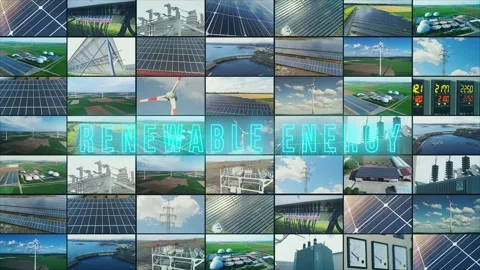 Renewable energy opening frame. Renewable energy infographic. Renewable energy Stock Footage 289543364