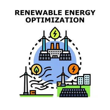 Renewable energy optimization concept developing clean power solutions Stock Illustration