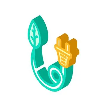 Renewable energy plug sustainability isometric icon vector illustration Stock Illustration