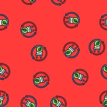 Renewable energy plug sustainability vector seamless pattern Illustrazione stock