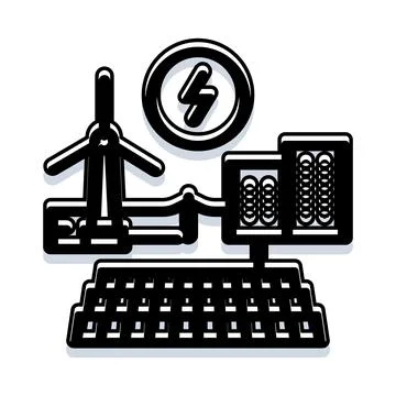 Renewable energy powering data center infrastructure concept Stock Illustration