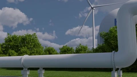 Renewable energy is produced through wind farms. 3D render. Time lapse Stock Footage 288325625