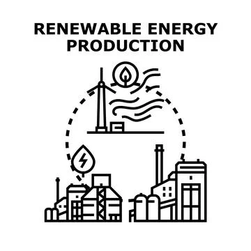 Renewable energy production generating clean power for industry Stock Illustration