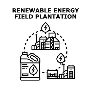 Renewable energy production process combining plantation and factory Stock Illustration