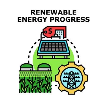 Renewable energy progress concept vector illustration Stock Illustration