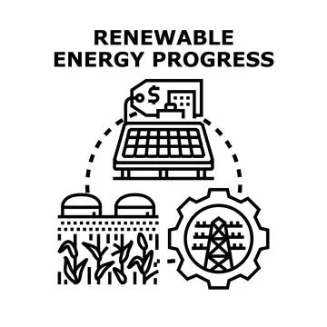 Renewable energy progress concept vector illustration Ilustración de archivo