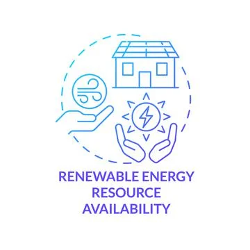 Renewable energy resource availability blue gradient concept icon Stock Illustration