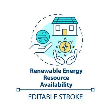 Renewable energy resource availability concept icon Stock Illustration