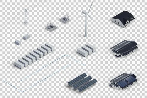 Renewable Energy Self Assembly Kit Isometric View Stock Photos
