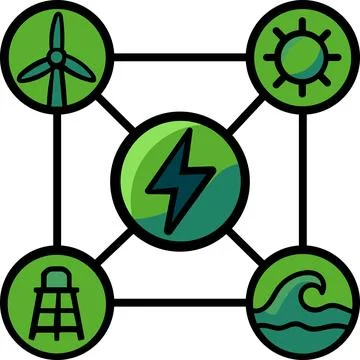 Renewable energy smart grid network connection icon 스톡 일러스트